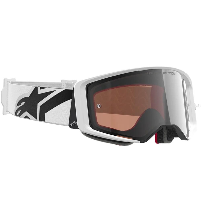 Alpinestars Supertech Corp motocrossbriller hvidgrå med rød plexiglas