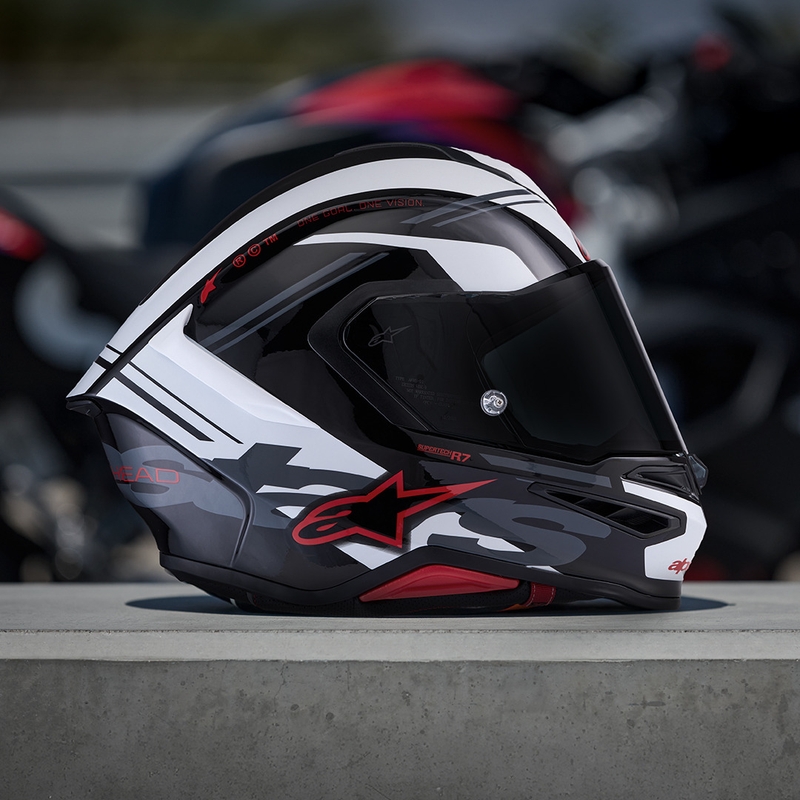 Alpinestars S-R7 A-Core fullface motorcykelhjelm sort-hvid-rød