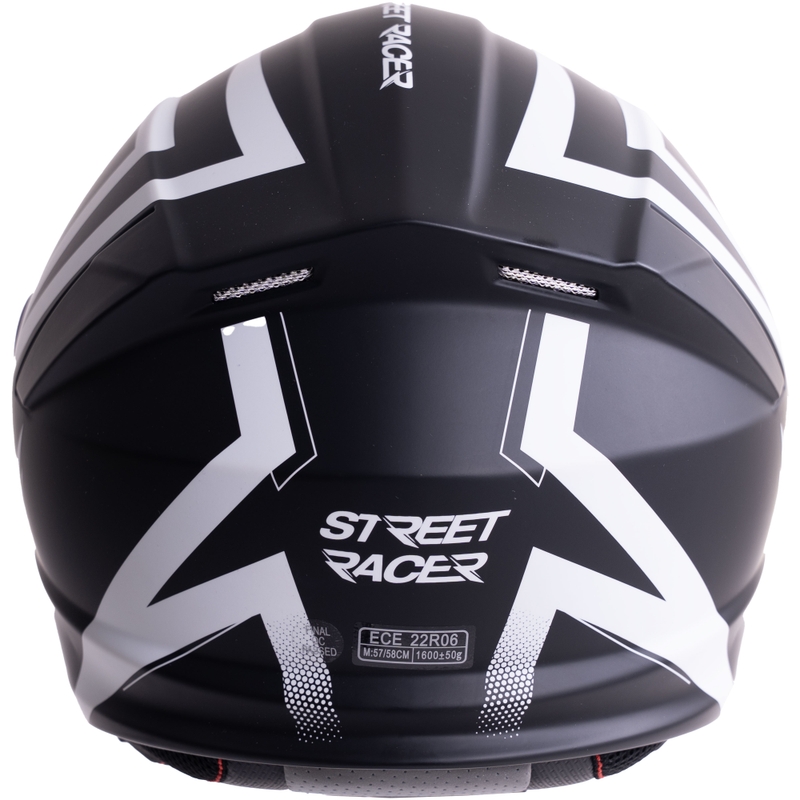 Flip-up motorcykelhjelm Street Racer Fury mat sort-hvid - prøve