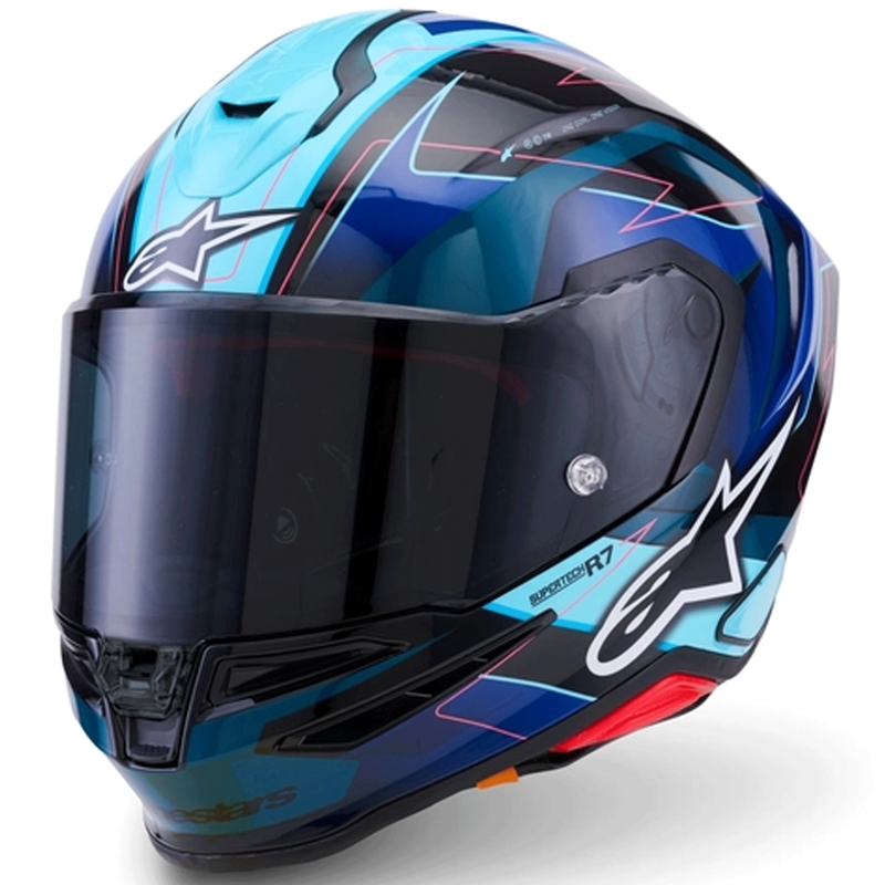 Alpinestars S-R7 Kinetis integralhjelm, sort-blå-fluo pink-hvid
