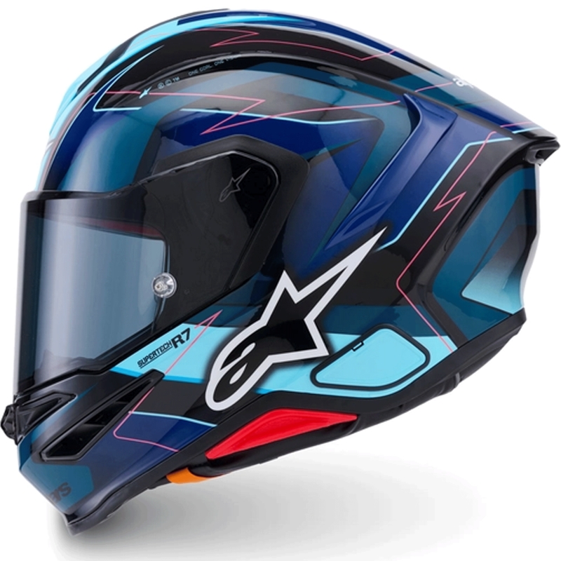 Alpinestars S-R7 Kinetis integralhjelm, sort-blå-fluo pink-hvid