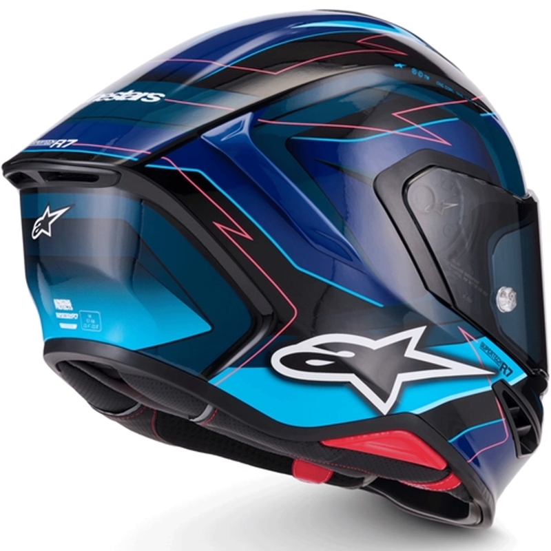 Alpinestars S-R7 Kinetis integralhjelm, sort-blå-fluo pink-hvid