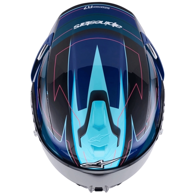 Alpinestars S-R7 Kinetis integralhjelm, sort-blå-fluo pink-hvid