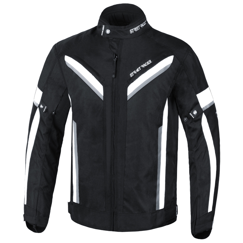 Prodloužená bunda na motorku Street Racer Viper černo-bílá výprodej