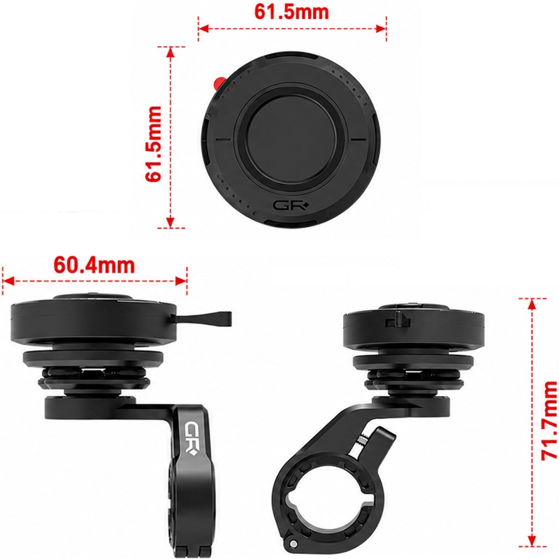 GRxplore MT10 Buet Motorcykel Styr Telefonholder Sort