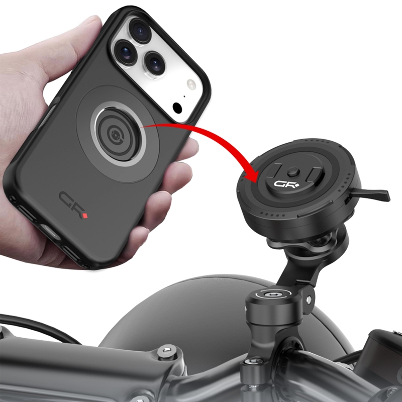 Motorcykeltelefonholder med justerbar arm GRxplore MT11 sort