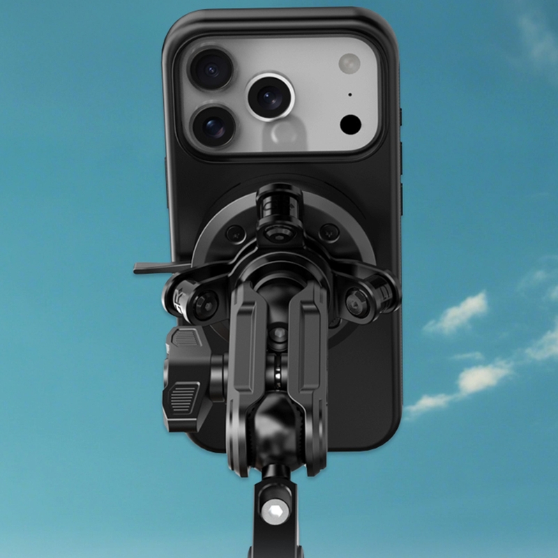 Motorcykeltelefonholder til styret med 3D polyamid vibrationsdæmper GRxplore MT6 sort