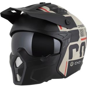 Modulær motorcykelhjelm Cassida Cross Country Code mat sand-sort-rød