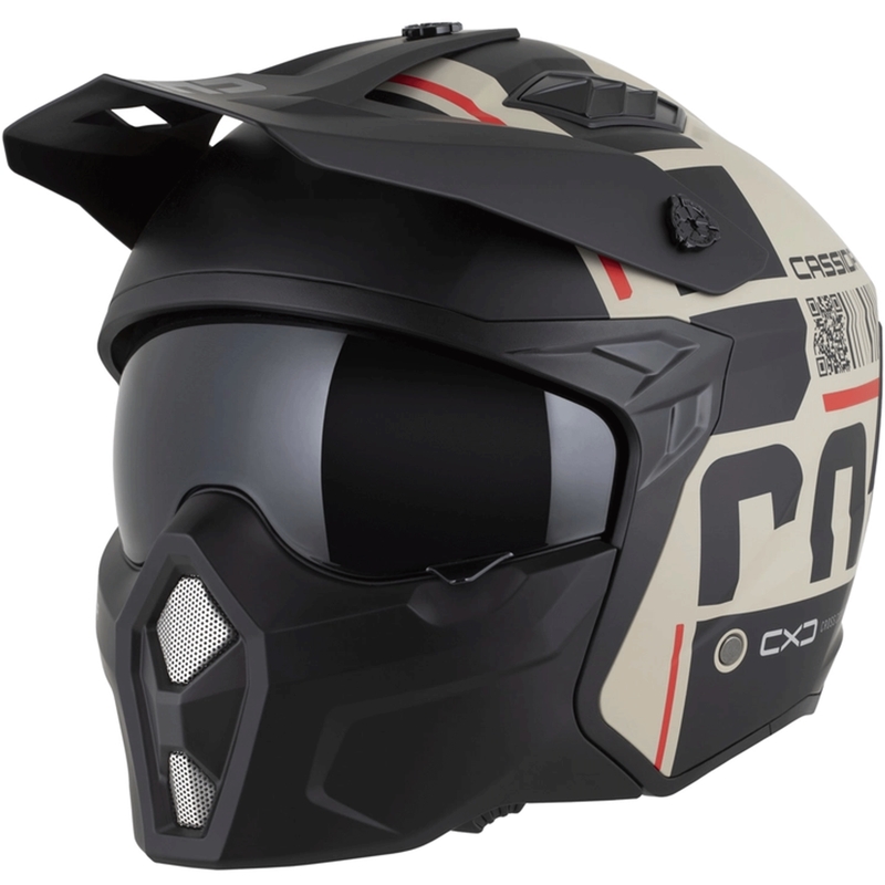 Modulær motorcykelhjelm Cassida Cross Country Code mat sand-sort-rød