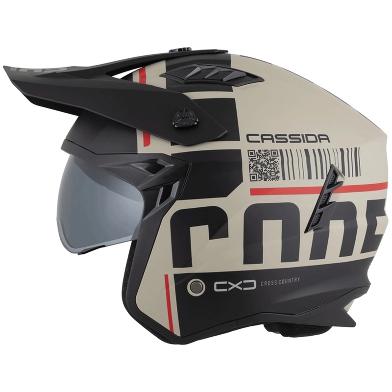 Modulær motorcykelhjelm Cassida Cross Country Code mat sand-sort-rød