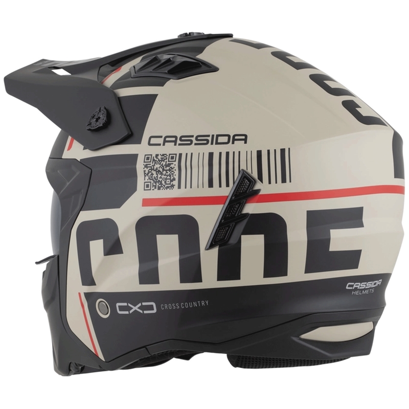 Modulær motorcykelhjelm Cassida Cross Country Code mat sand-sort-rød
