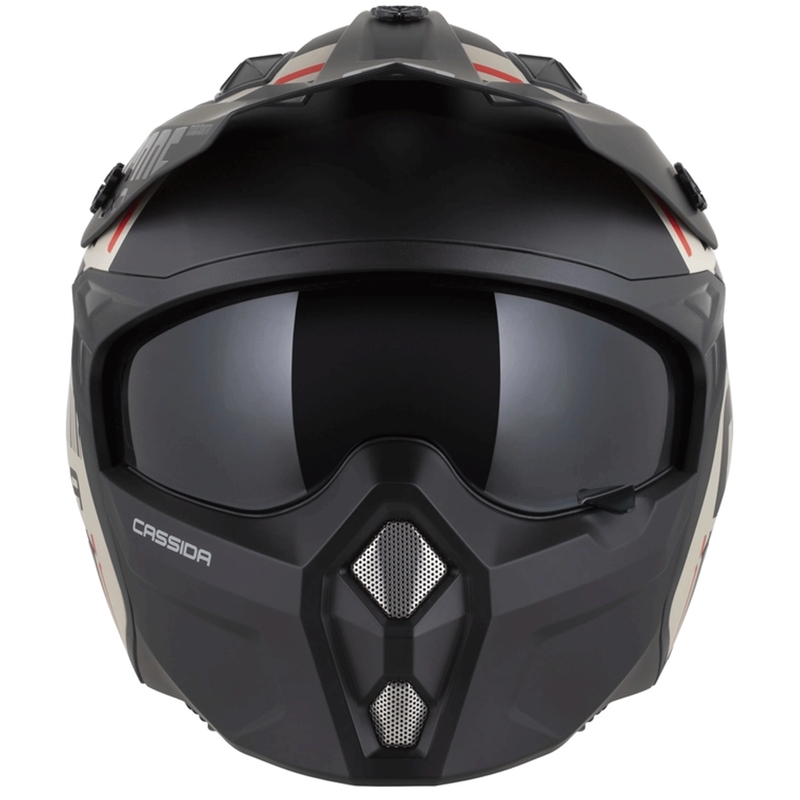 Modulær motorcykelhjelm Cassida Cross Country Code mat sand-sort-rød