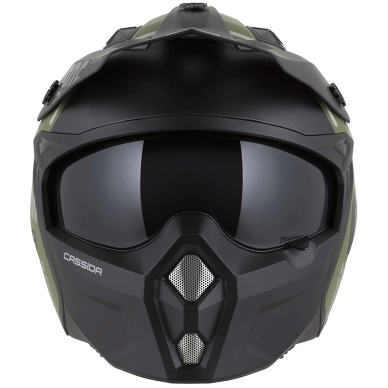 Modulær motorcykelhjelm Cassida Cross Country Code mat grøn-grå-sort