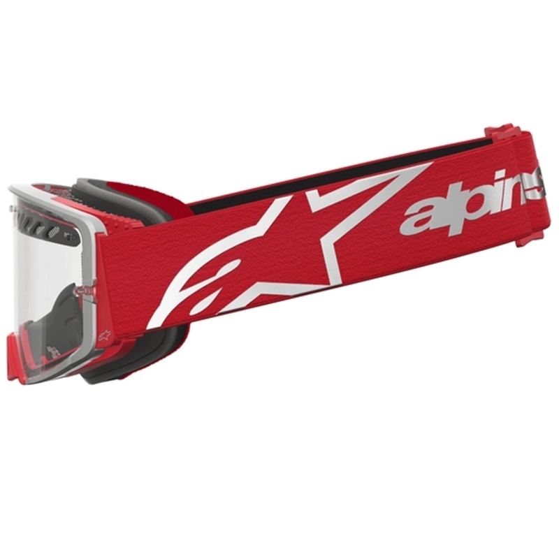Alpinestars Supertech Dura Air Fluid motocrossbriller rød-sølv med klar plexiglas