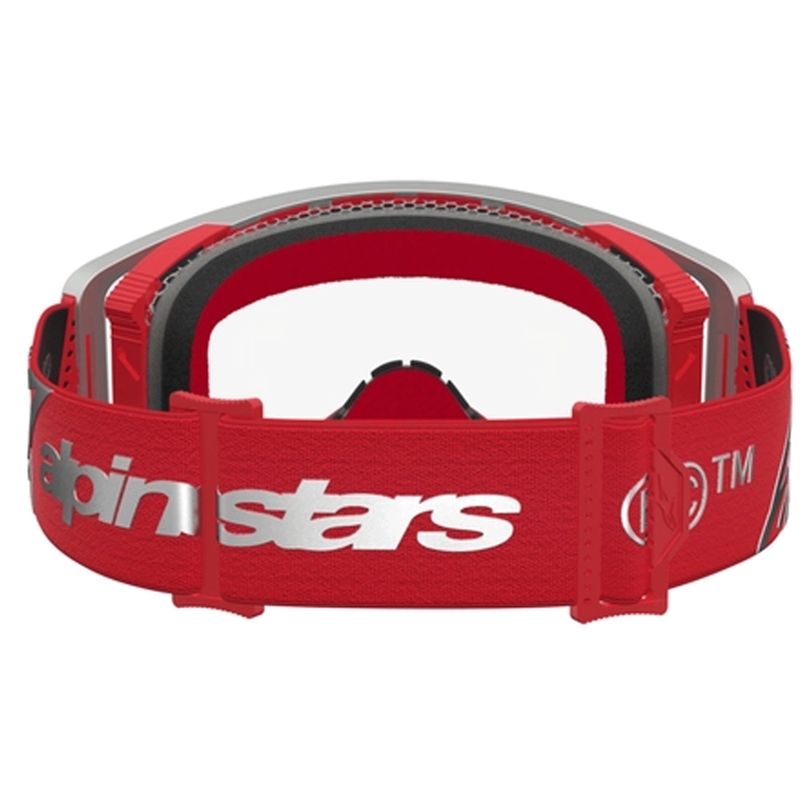 Alpinestars Supertech Dura Air Fluid motocrossbriller rød-sølv med klar plexiglas