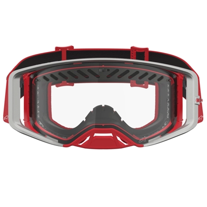 Alpinestars Supertech Dura Air Fluid motocrossbriller rød-sølv med klar plexiglas