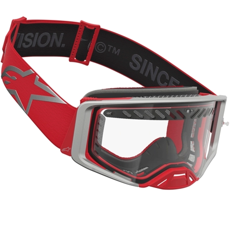 Alpinestars Supertech Dura Air Fluid motocrossbriller rød-sølv med klar plexiglas