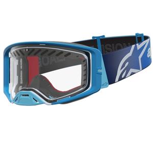 Alpinestars Supertech Dura Air Fluid blå-sølv motocrossbriller med klar plexiglas