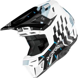 Motocross hjelm med intercom Cardo Venture hvid-sort-blå