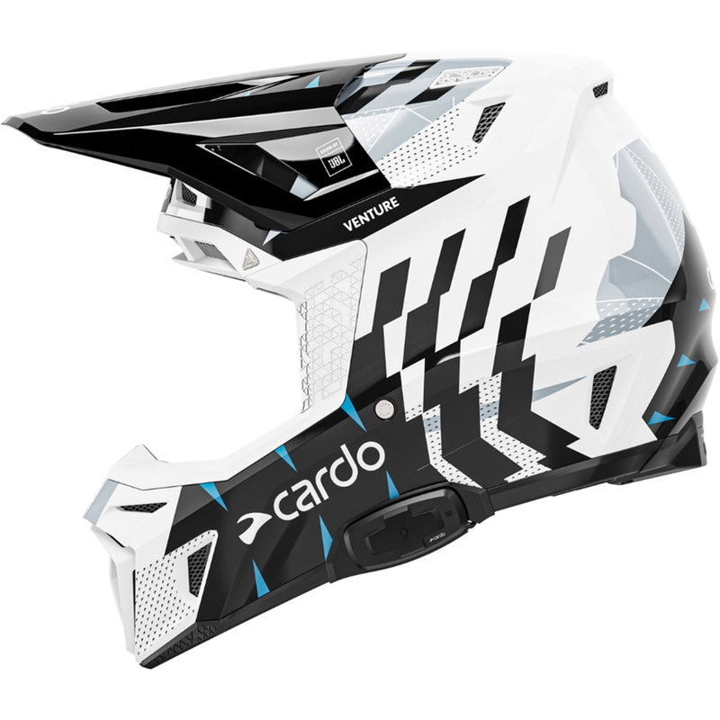 Motocross hjelm med intercom Cardo Venture hvid-sort-blå