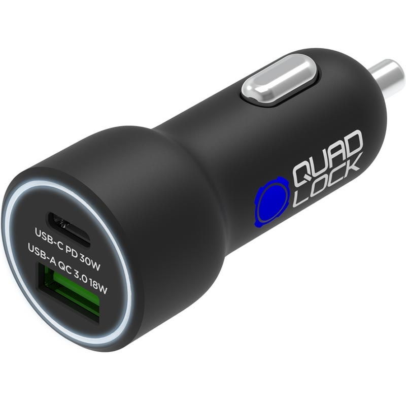 Quad Lock® 48W USB-C PD + USB-A QC 3.0 Biloplader Sort