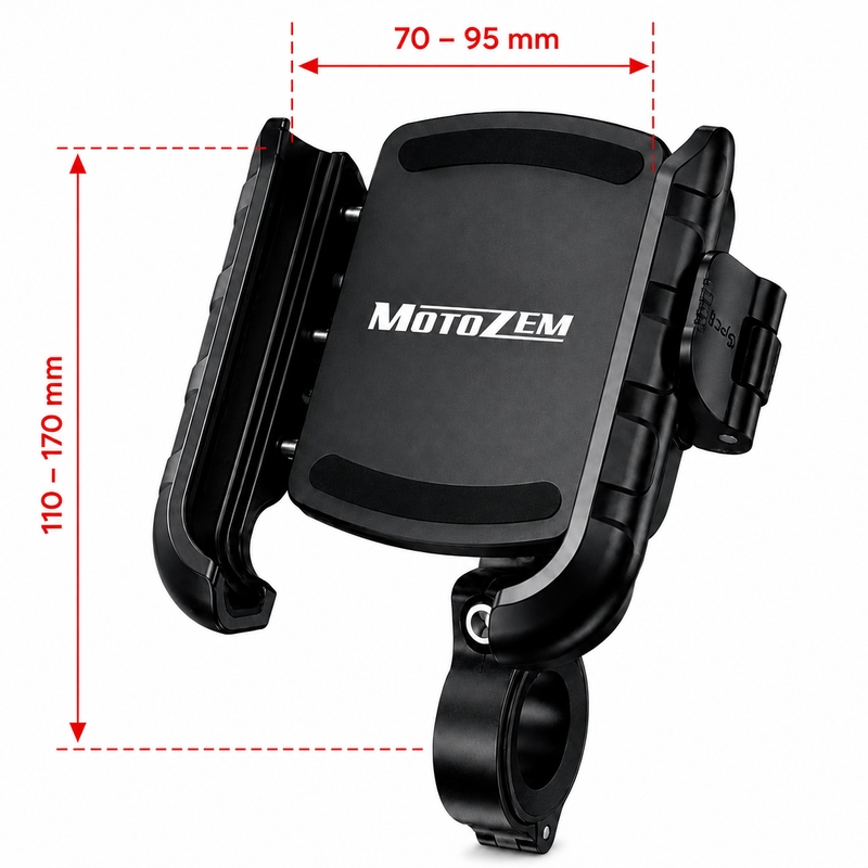 Antivibrations telefonholder MotoZem ISO PRO sort