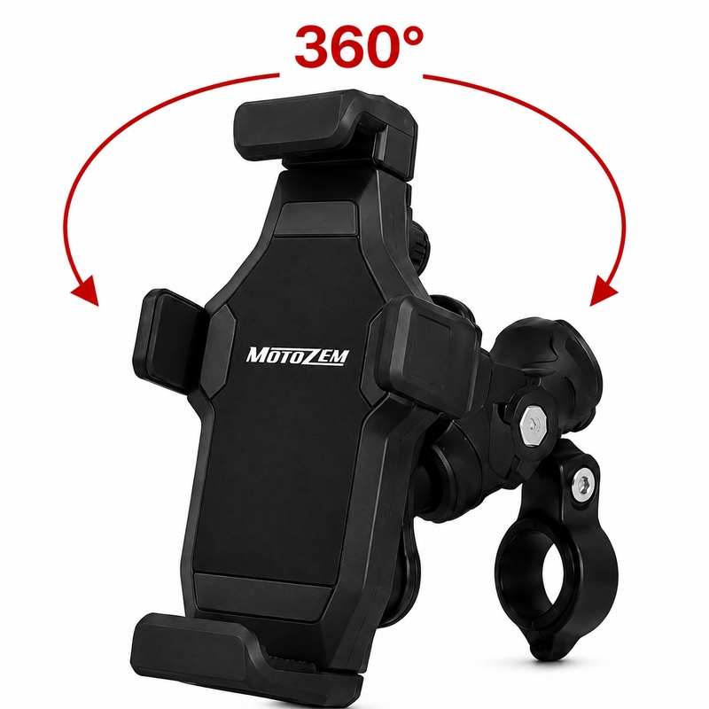 Anti-vibrations motorcykelbeslag med lås MotoZem Grip PRO sort
