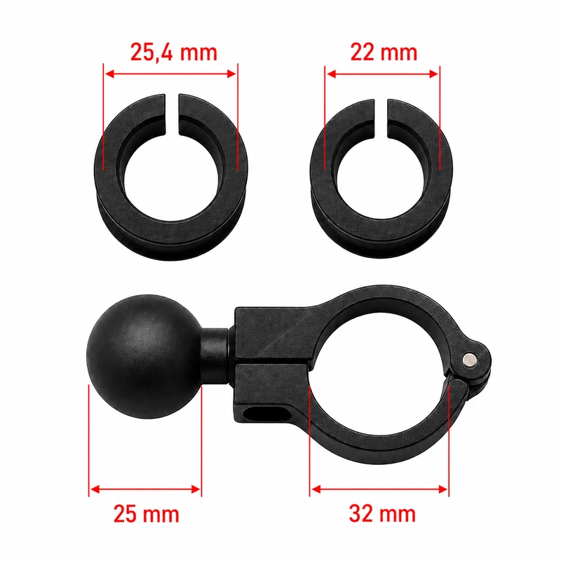 Anti-vibrations motorcykelbeslag med lås MotoZem Grip PRO sort