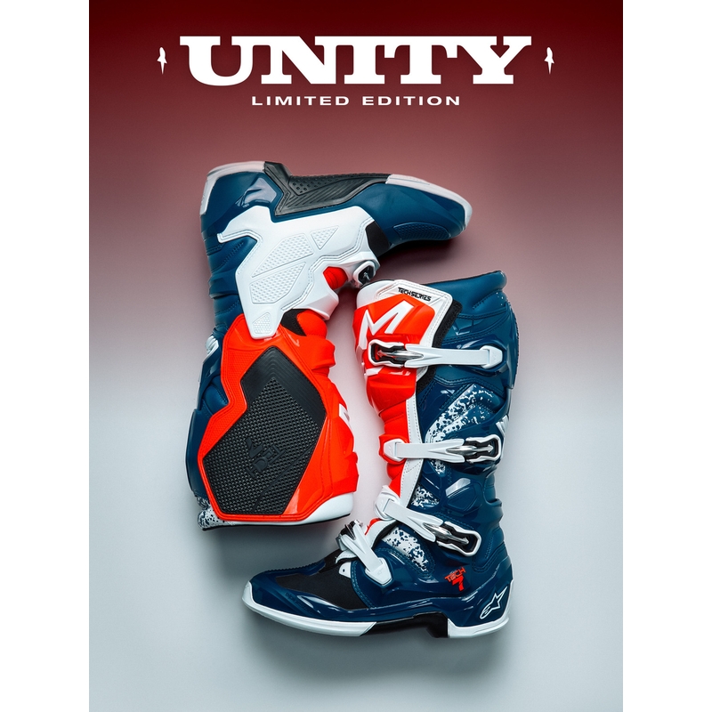 Alpinestars TECH 7 UNITY motocrossstøvler rød-hvid-blå