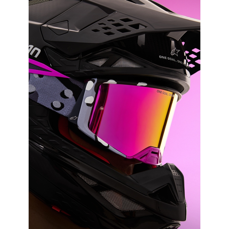 Alpinestars Supertech Lone lilla camo motocrossbriller med spejl, pink plexiglas
