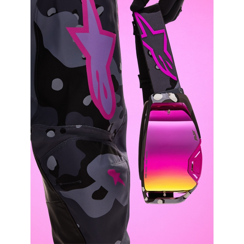 Alpinestars Supertech Lone lilla camo motocrossbriller med spejl, pink plexiglas