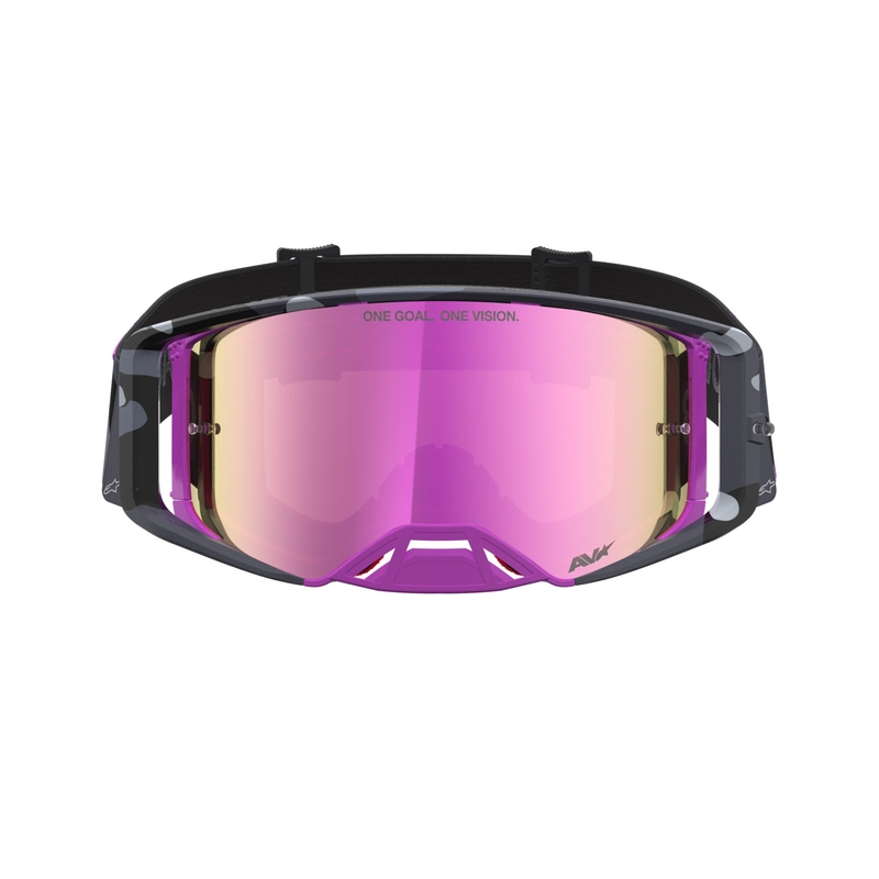 Alpinestars Supertech Lone lilla camo motocrossbriller med spejl, pink plexiglas