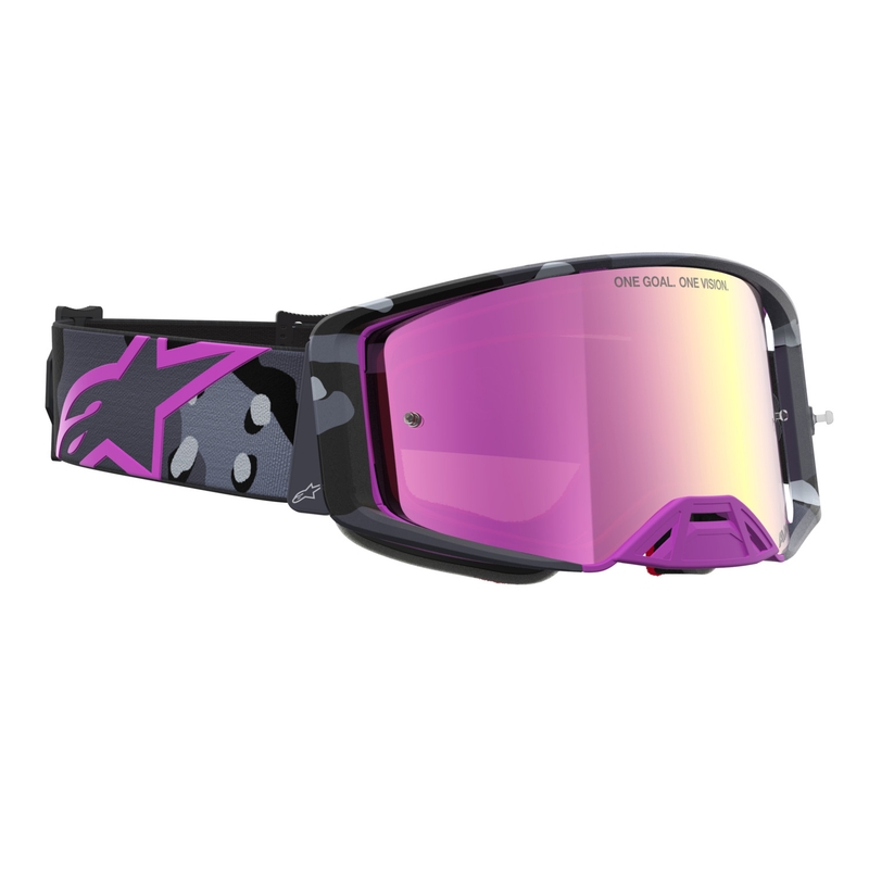 Alpinestars Supertech Lone lilla camo motocrossbriller med spejl, pink plexiglas