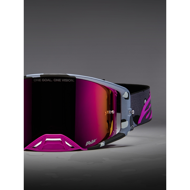 Alpinestars Supertech Lone lilla camo motocrossbriller med spejl, pink plexiglas