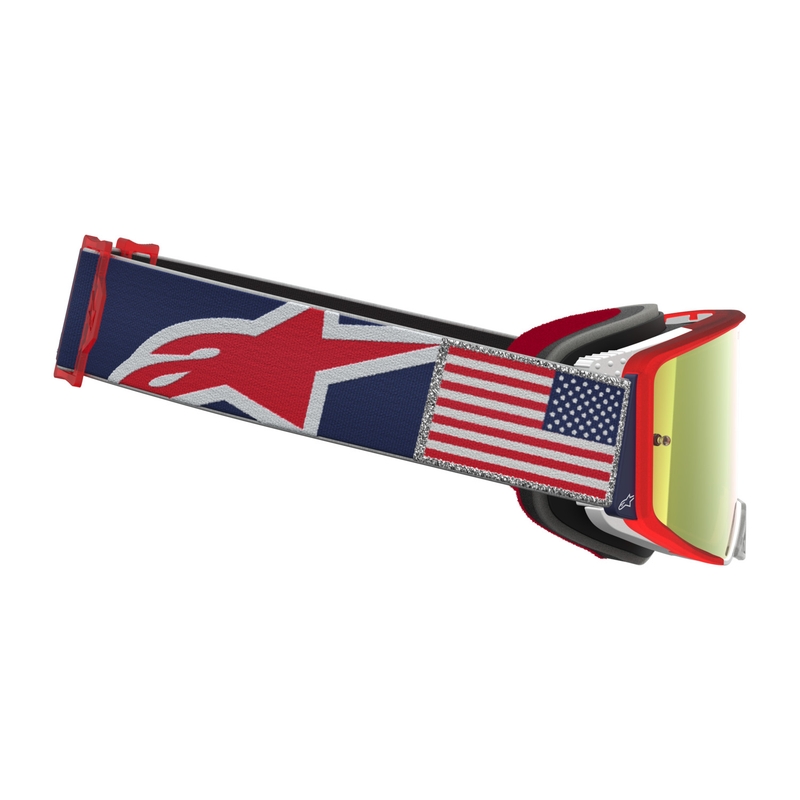 Alpinestars Supertech Fiftyfold motocrossbriller blå-rød-hvid med spejlblank rød plexiglas