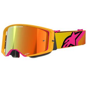 Alpinestars Supertech Corp motocrossbriller gul-pink med spejlende rød linse