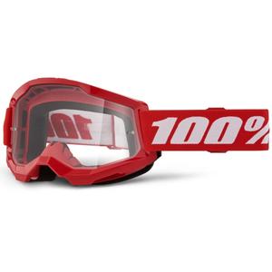 Motocrossbrille 100% STRATA 2 Ny rød (klar plexi)