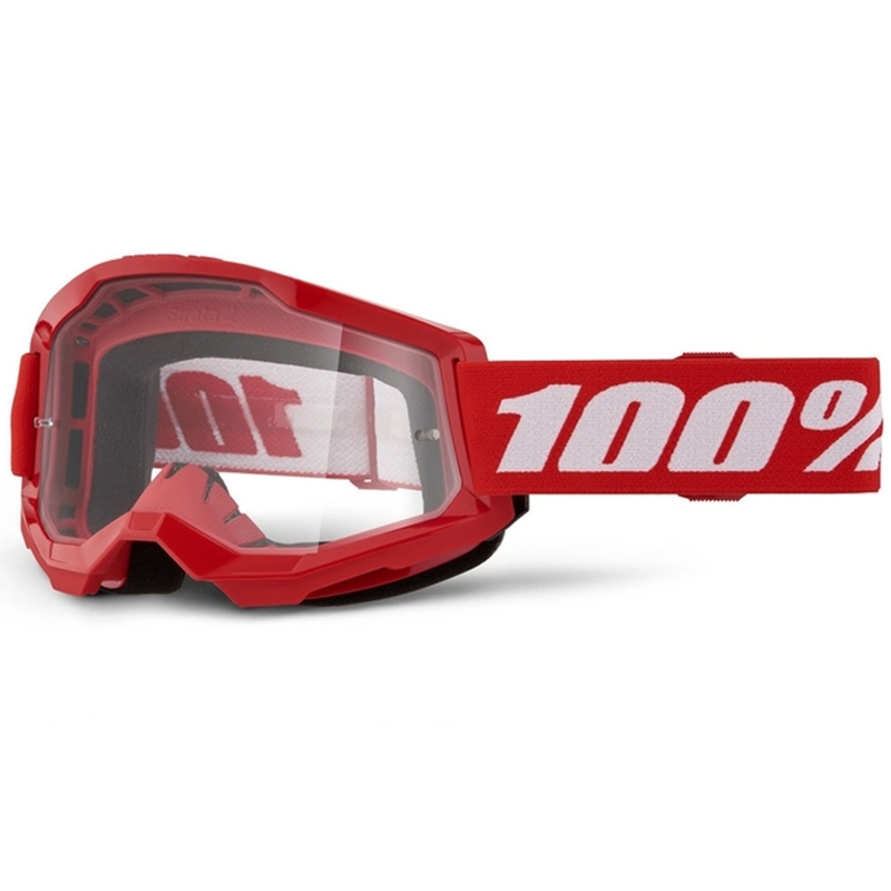 Motocrossbrille 100% STRATA 2 Ny rød (klar plexi)