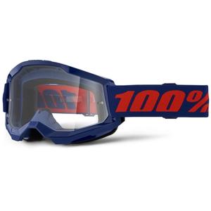 Motocrossbrille 100% STRATA 2 Ny mørkeblå (klar plexi)