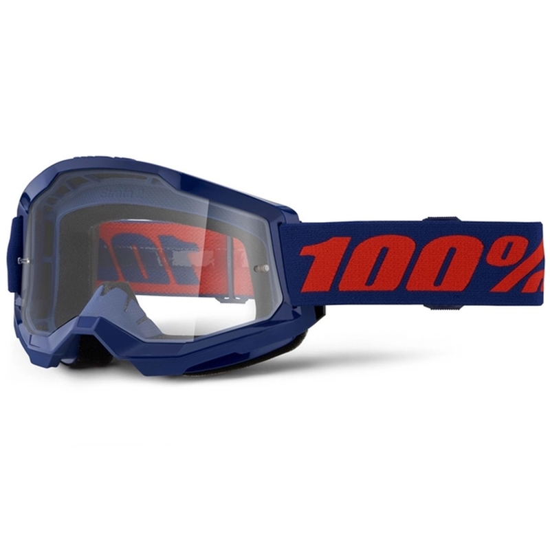 Motocrossbrille 100% STRATA 2 Ny mørkeblå (klar plexi)