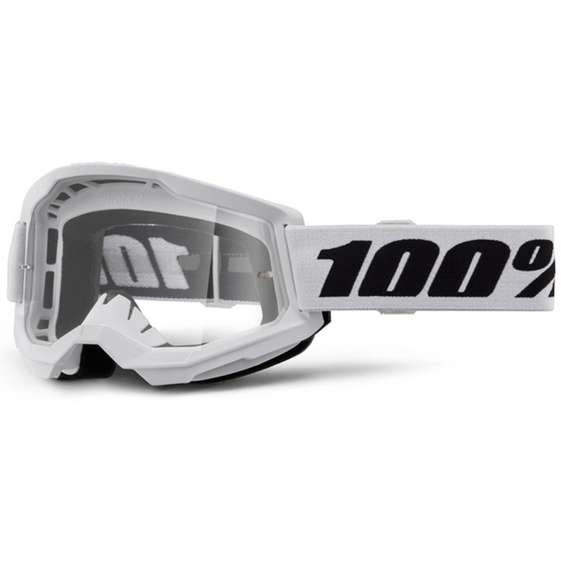 Motocrossbrille 100% STRATA 2 Ny hvid (klar plexi)