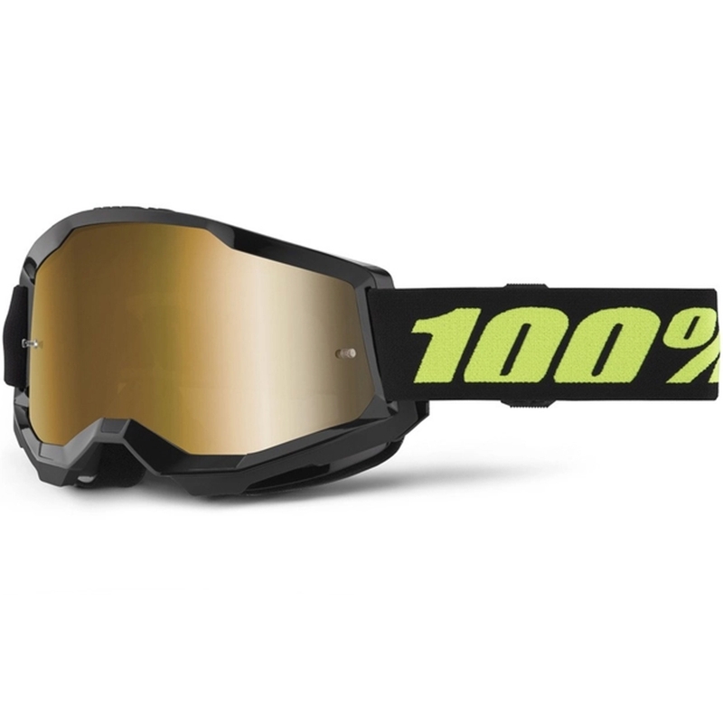 Motocrossbriller 100% STRATA 2 New Solar sort (guld plexi)