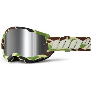 Motocrossbriller 100% STRATA 2 New War Camo grøn (sølvfarvet plexi)