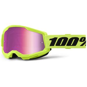 Motocrossbriller 100% STRATA 2 New fluo yellow (pink plexi)