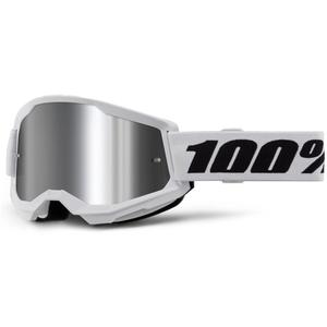 Motocrossbrille 100% STRATA 2 Ny hvid (sølvfarvet plexi)