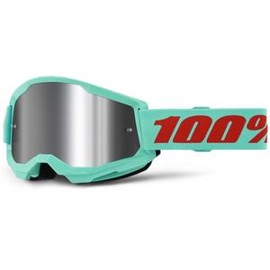 Motocrossbriller 100% STRATA 2 New Maupiti green (sølvfarvet plexi)