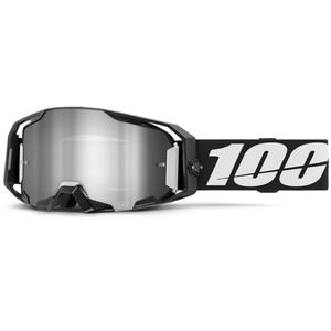 Motocrossbrille 100 % ARmatic sort med sølvfarvet spejlplexi