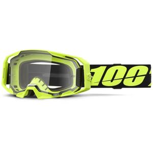 Motocrossbriller 100% ARmatic Neon Yellow med klart plexi