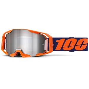 100 % ARmatic Neon Orange motocrossbriller med sølvfarvet plexiglas