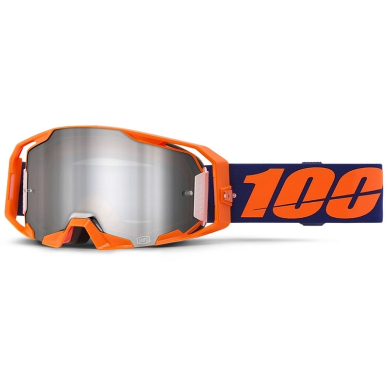 100 % ARmatic Neon Orange motocrossbriller med sølvfarvet plexiglas